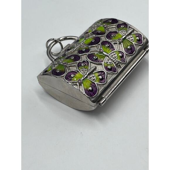 Judith Leiber Purple Green Enameled
Butterflies Motif Handbag Trinket Pill Case - Picture 5 of 8